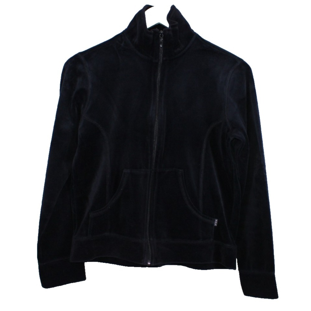 New York Laundry FullZip Womens Small Black Velour Sweatshirt Y2K Vintage Jacket